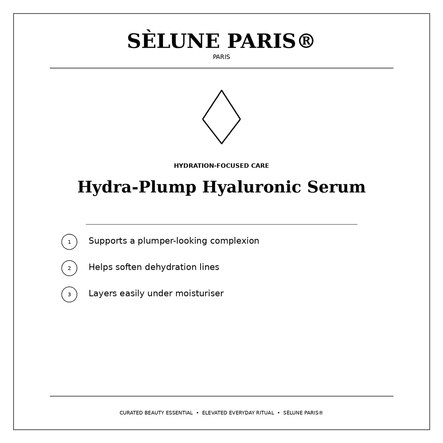 SÈLUNE PARIS® Hydra-Plump Hyaluronic Serum — hydration benefits