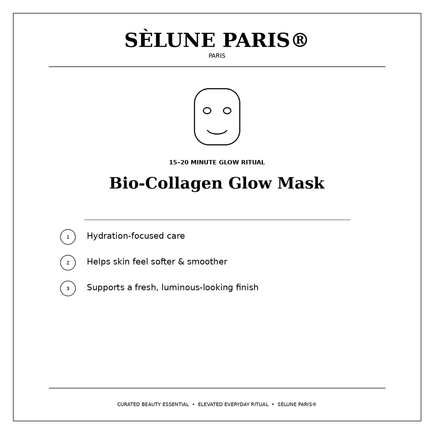 SÈLUNE PARIS® Bio-Collagen Glow Mask — hydration and glow benefits
