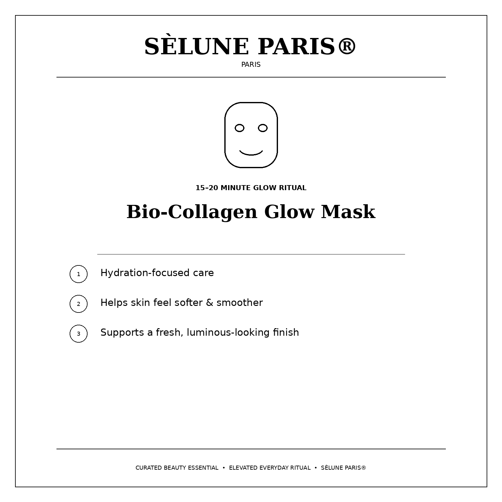SÈLUNE PARIS® Bio-Collagen Glow Mask — hydration and glow benefits