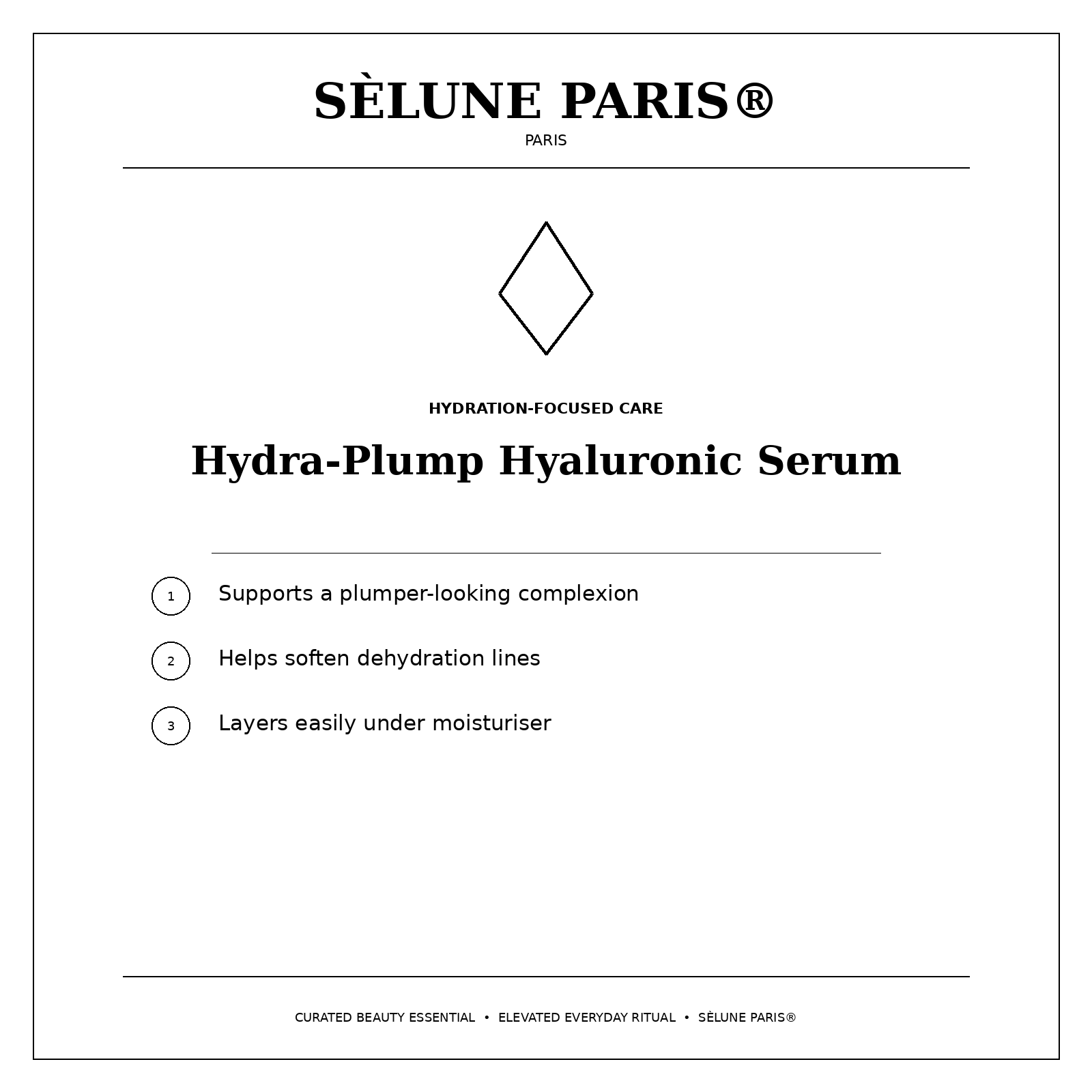 SÈLUNE PARIS® Hydra-Plump Hyaluronic Serum — hydration benefits