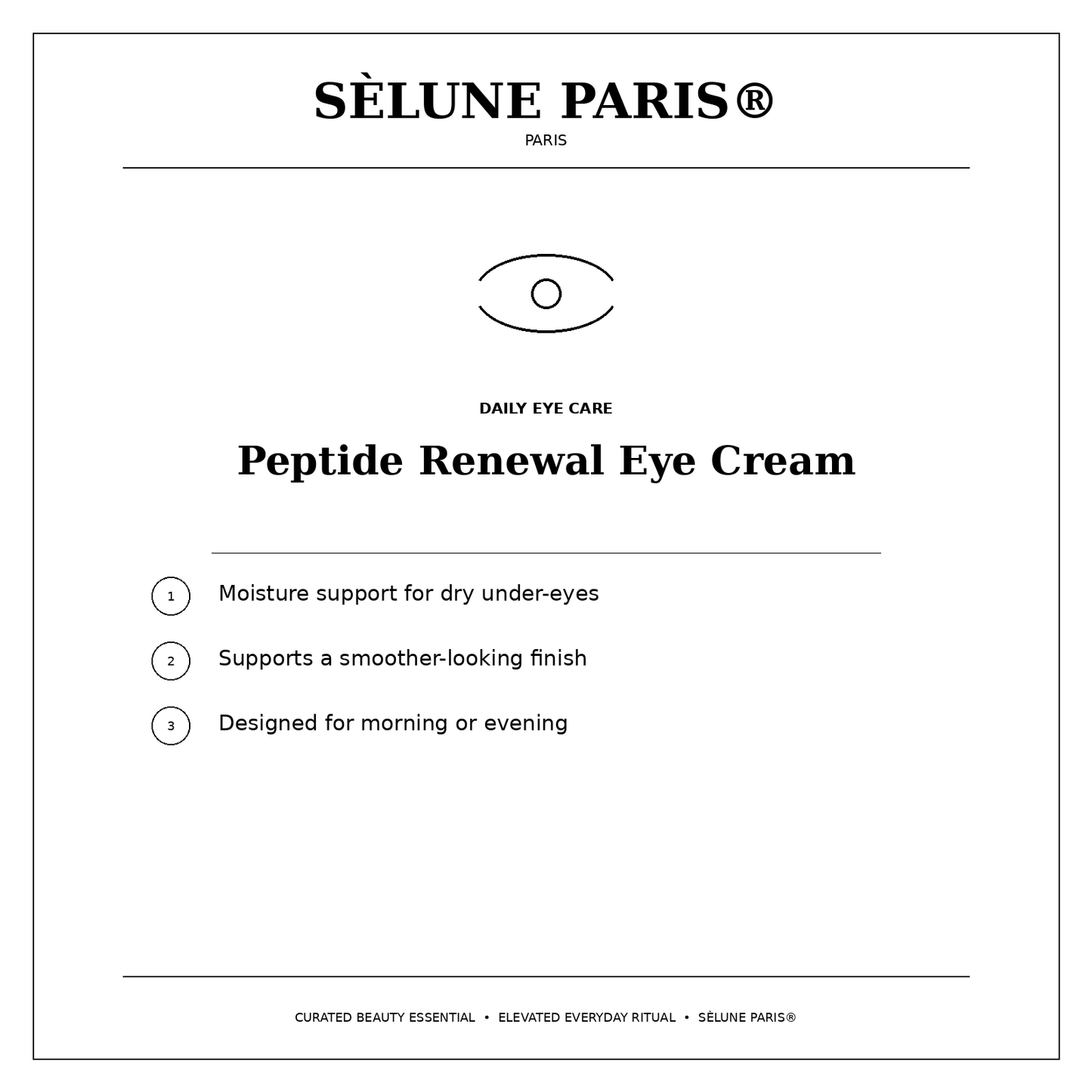 SÈLUNE PARIS® Peptide Renewal Eye Cream — under-eye moisture benefits