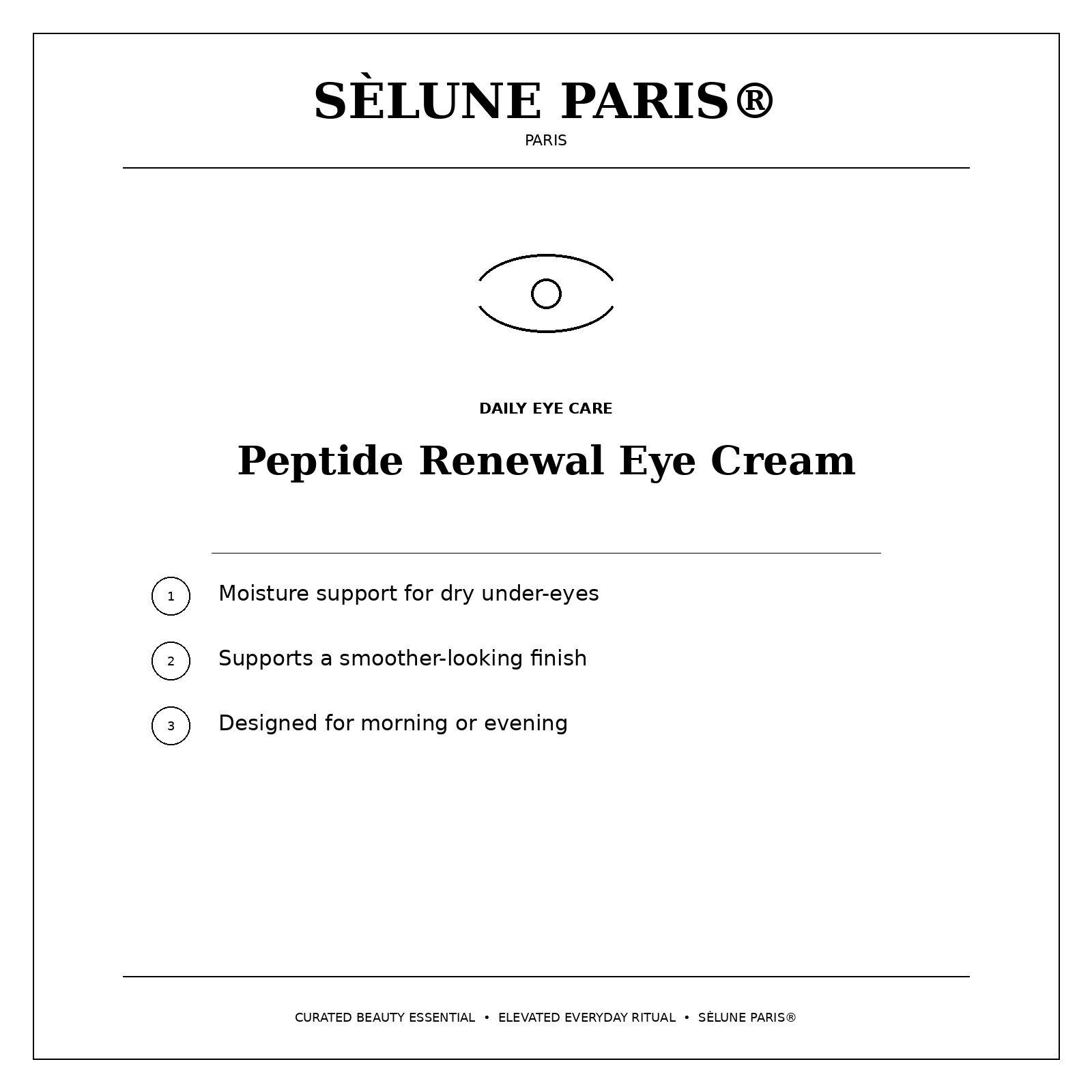 SÈLUNE PARIS® Peptide Renewal Eye Cream — under-eye moisture benefits