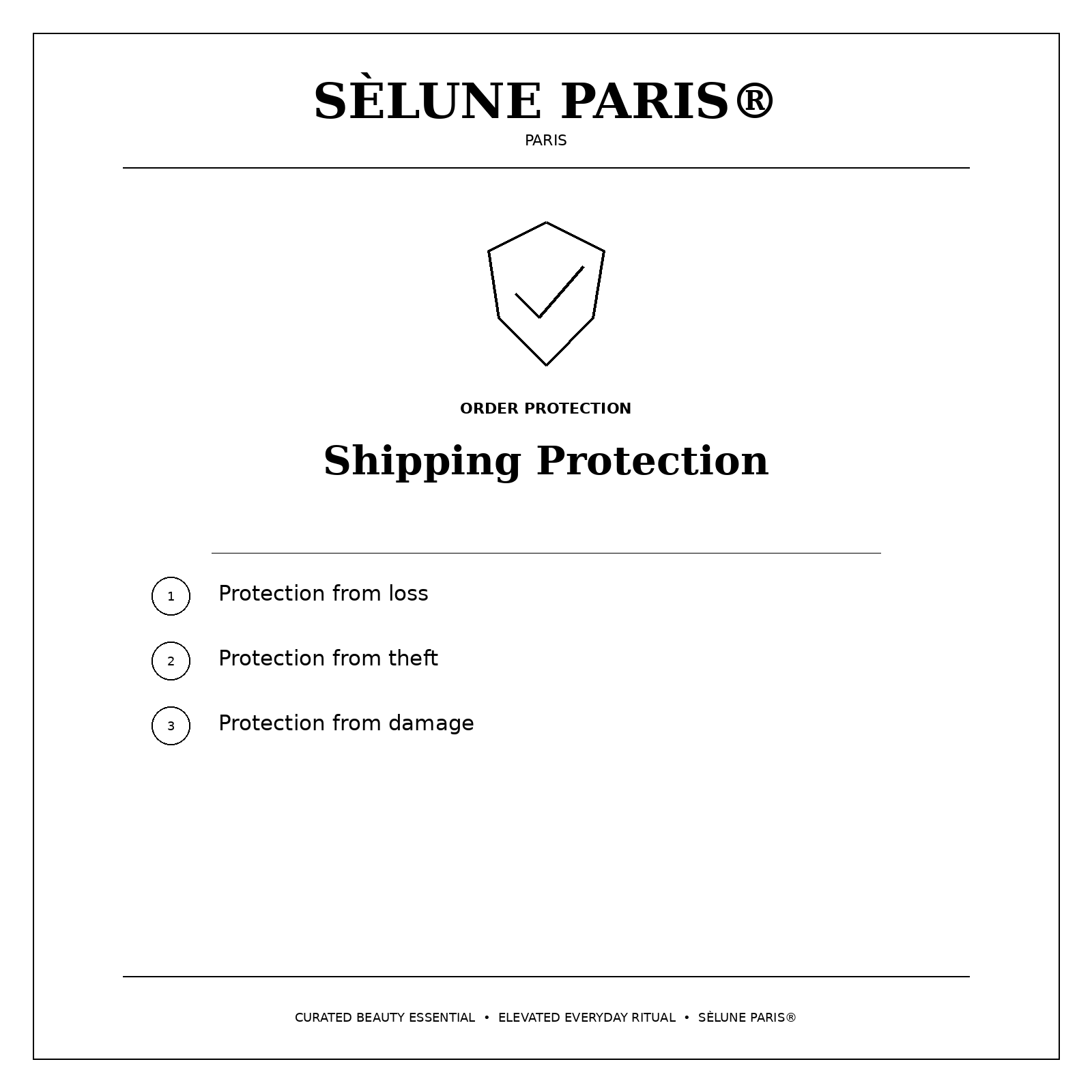 SÈLUNE PARIS® Shipping Protection — order protection benefits